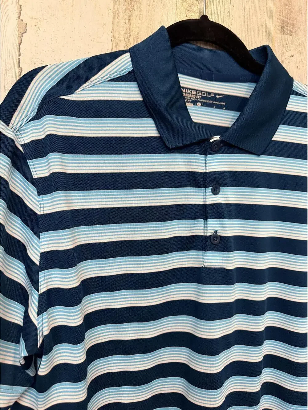 Nike Men Large Golf Polo Shirt Striped Dri-FIT Standard Fit
